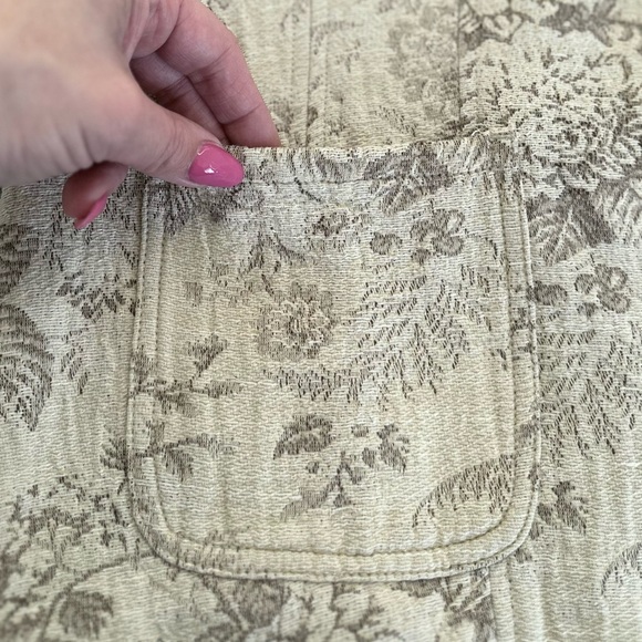 J JILL XL VTG Jacquard Hemp Cotton Button Front Collared Jacket • Ivory Beige - Picture 8 of 12